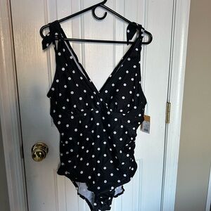 Kona Sol Black and White Polka Dot Swimsuit